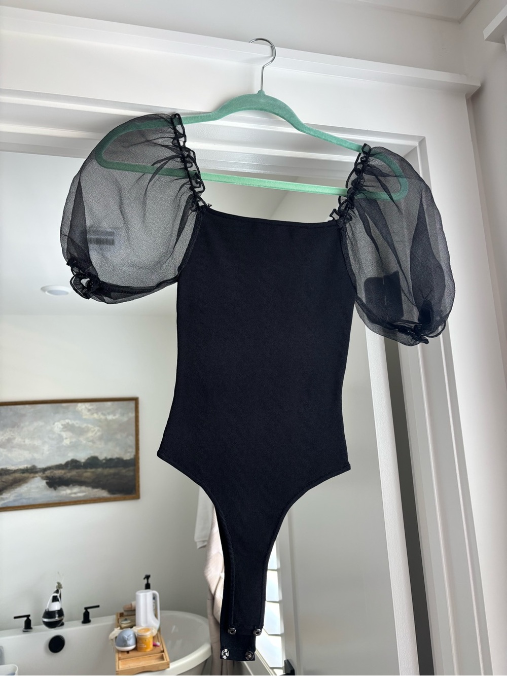 Astr Black Puff-Sleeve Kids One-Piece Bodysuit